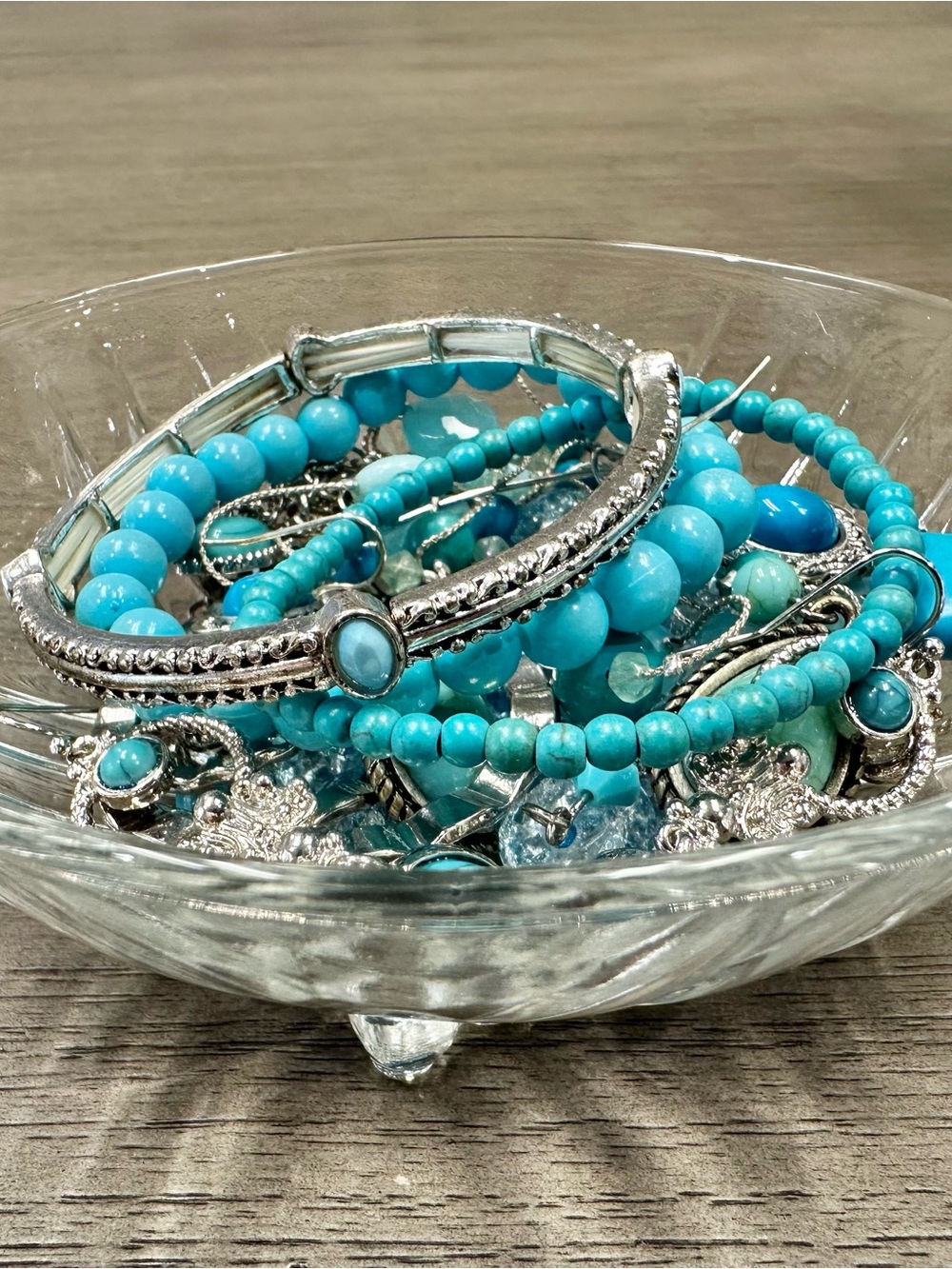 Turquoise Beaded Silver-Accent necklaces, bracelets and earrings